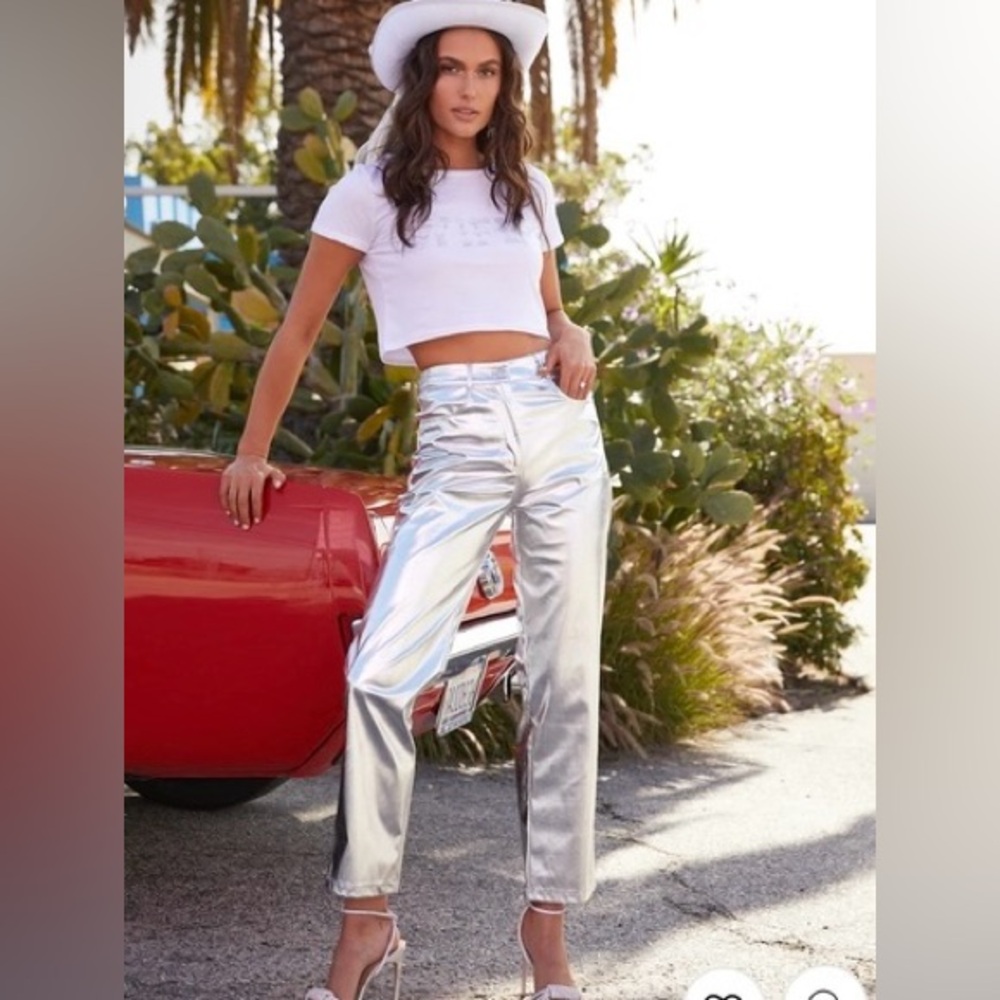 12th Tribe Aimmia Metallic Vegan Leather Pants
